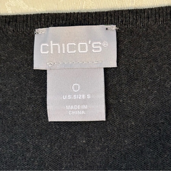 NWT Chico’s Beaded Charcoal Grey Pullover Top, Size 0 Small - Picture 7 of 9
